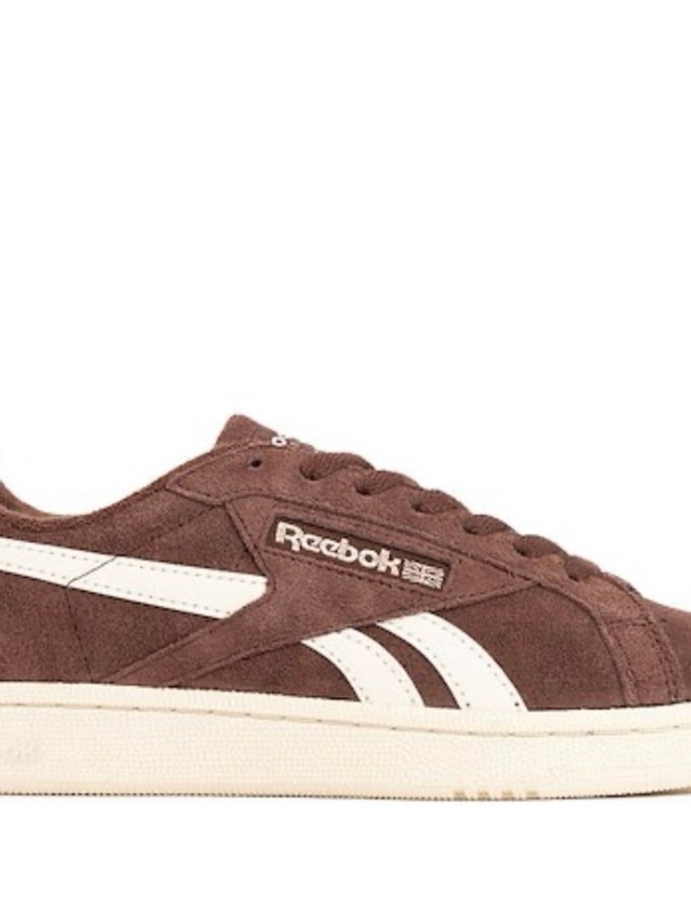 Reebok Brown Suede Low-Top Sneaker with White Stripes (club C Grounds)